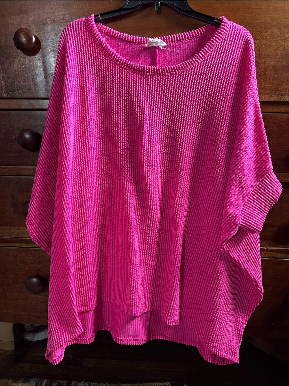 ANDREE BY UNIT Bright Hot Pink Ribbed Oversized Dolman Top